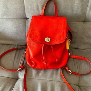 Coach leather backpack purse. Red.